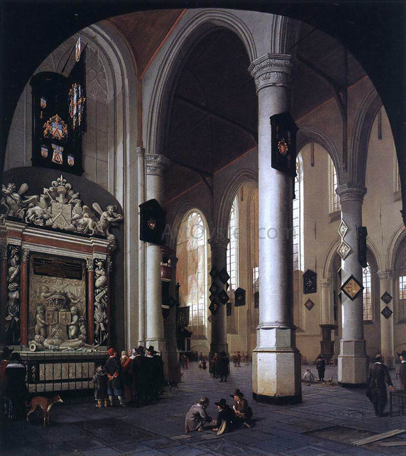  Hendrick Cornelisz Van Vliet Interior of the Oude Kerk, Delft, with the Tomb of Admiral Tromp - Art Print