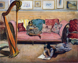  Henri Lebasque An Interior with Harp - Art Print