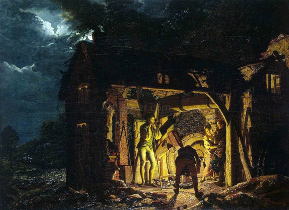  Joseph Wright Iron Forge Viewed from Outside - Art Print