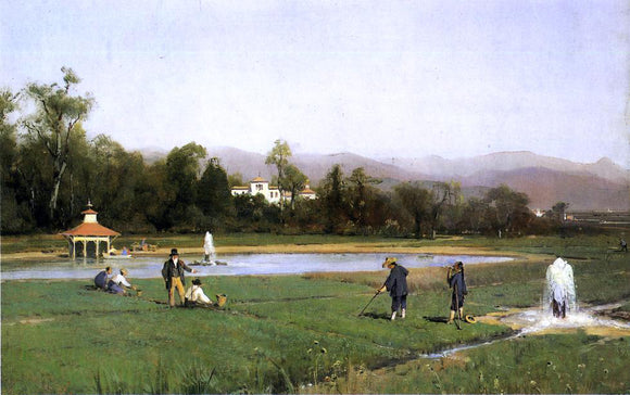  Thomas Hill Irrigating at Strawberry Farm - Art Print