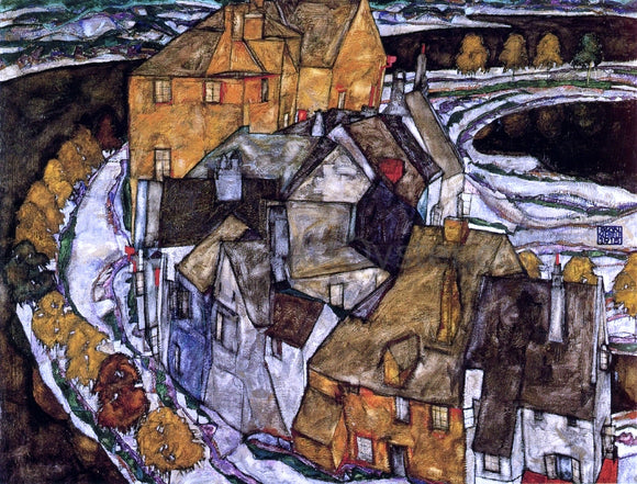 Egon Schiele Island Town (also known as Krumau Town Crescent II) - Art Print