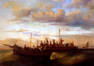  Adolphe-Joseph-Thomas Monticelli Italian Fishing Vessels at Dusk - Art Print