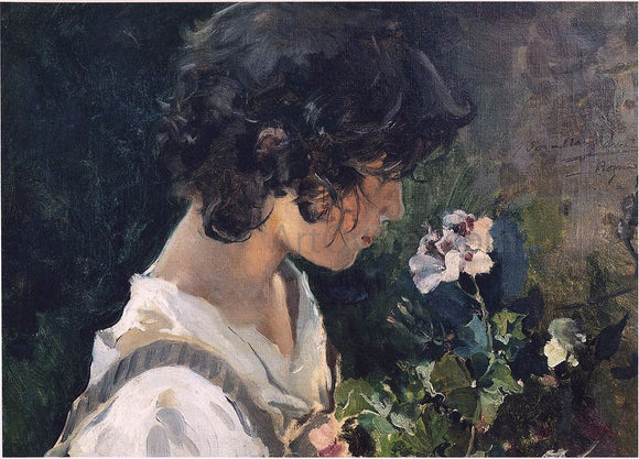  Joaquin Sorolla Y Bastida Italian Girl with Flowers - Art Print