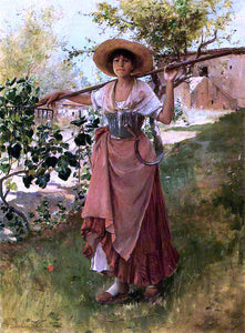  Frank Duveneck Italian Girl with Rake - Art Print