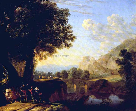  Herman Van Swanevelt Italian Landscape with Bridge and Castle - Art Print