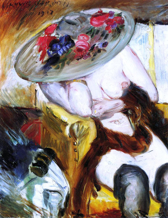  Lovis Corinth Italian Woman in a Yellow Chair - Art Print
