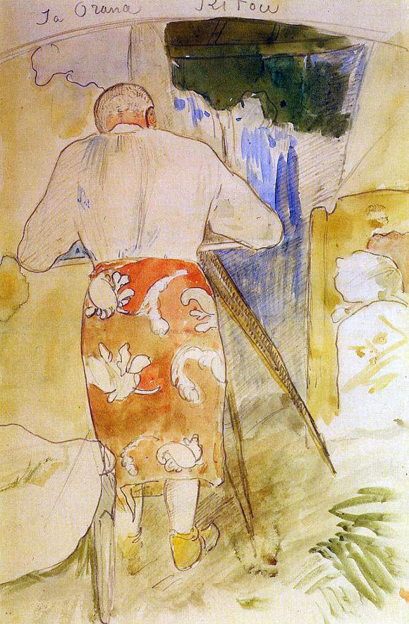 Paul Gauguin Ja Orana Ritou (also known as Self Portrait of the Artist at His Drawing Table, Tahiti) - Art Print