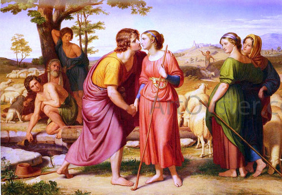  Franz August Schubert Jacob and Rachel at the Well - Art Print