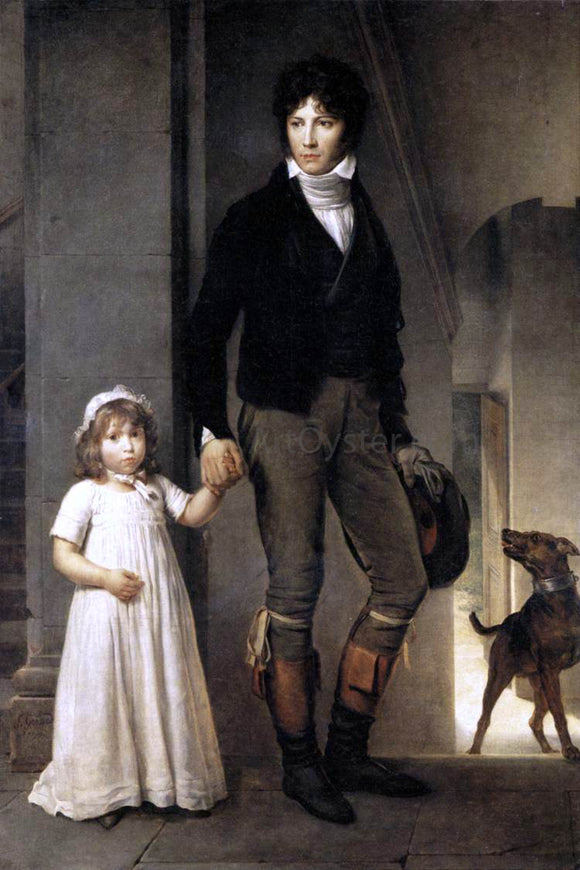  Baron Francois Gerard Jean-Baptist Isabey, Miniaturist, with his Daughter - Art Print