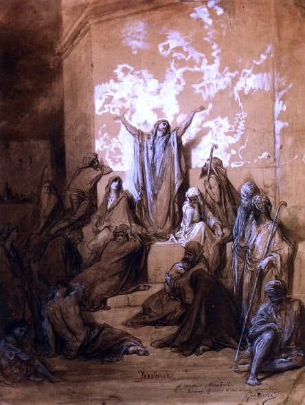  Gustave Dore Jeremiah Preaching to His Followers - Art Print