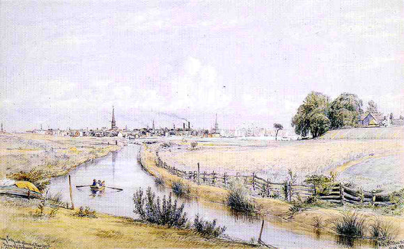  William Rickarby Miller Jersey City with a Glimpse of New York From the Bergen Canal - Art Print