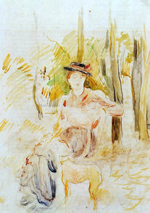  Berthe Morisot Jeune Fille a la Levrette - Art Print