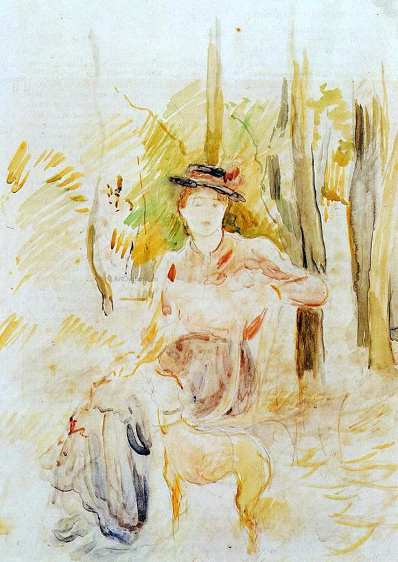  Berthe Morisot Jeune Fille a la Levrette - Art Print
