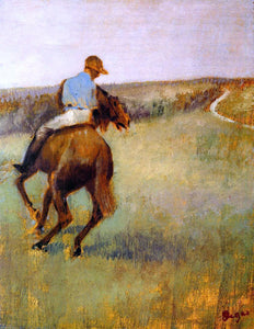  Edgar Degas Jockey in Blue on a Chestnut Horse - Art Print