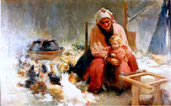  Cecilio Pla y Gallardo Jugando en el Patio - Art Print
