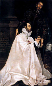  El Greco Julian Romero de las Azanas and his Patron Saint - Art Print