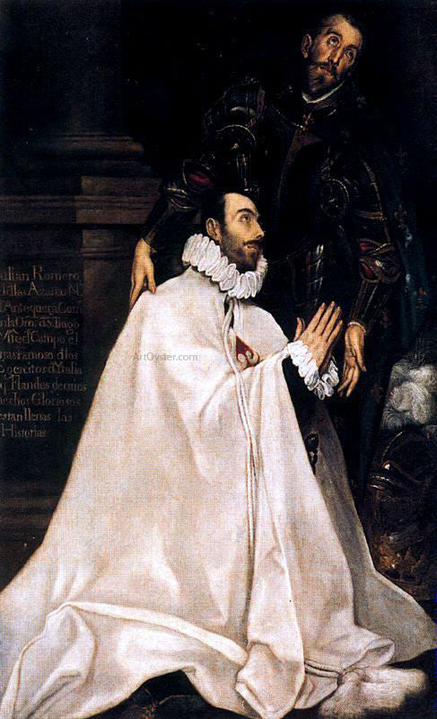  El Greco Julian Romero de las Azanas and his Patron Saint - Art Print