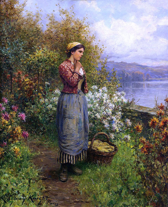  Daniel Ridgway Knight Julia on the Terrace - Art Print