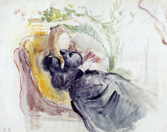  Berthe Morisot Julie Manet, Reading in a Chaise Lounge - Art Print