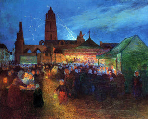  Ferdinand Du Puigaudeau July 14th Fireworks at Bourg-de-Batz - Art Print