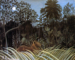  Henri Rousseau Jungle with Lion - Art Print