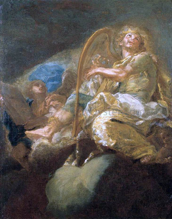  Giacomo Del Po King David Playing the Harp - Art Print