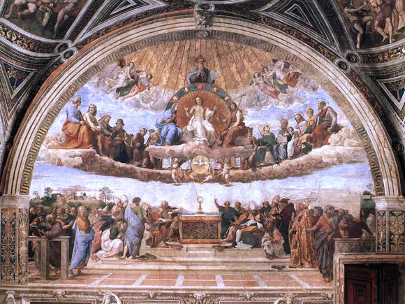  Raphael La Disputa (Stanza della Segnatura) (also known as Disputation of the Holy Sacrament) - Art Print