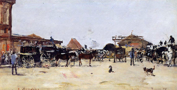  Eugene-Louis Boudin La Place de la Gare, Deauville - Art Print