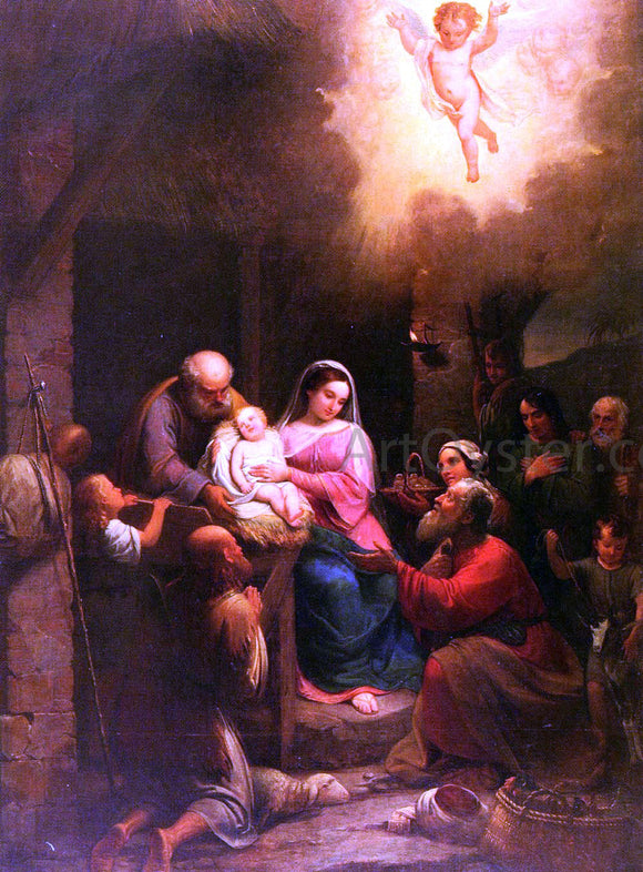  Natale Schiavoni La Vista De' Pastori Al Bambino Gesu Nel Presepio - Art Print