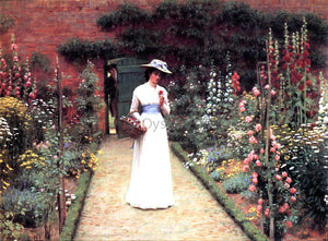  Edmund Blair Leighton A Lady in a Garden - Art Print