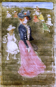  Maurice Prendergast Lady in a Pink Skirt - Art Print