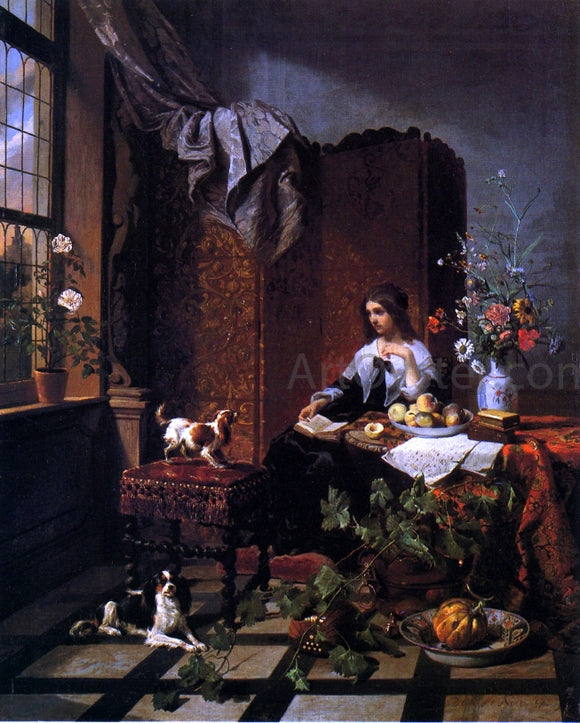  David Emile Joseph De Noter Lady in an Elegant Interior - Art Print