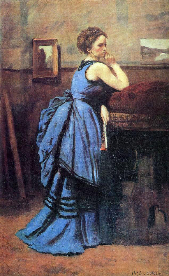  Jean-Baptiste-Camille Corot Lady in Blue - Art Print