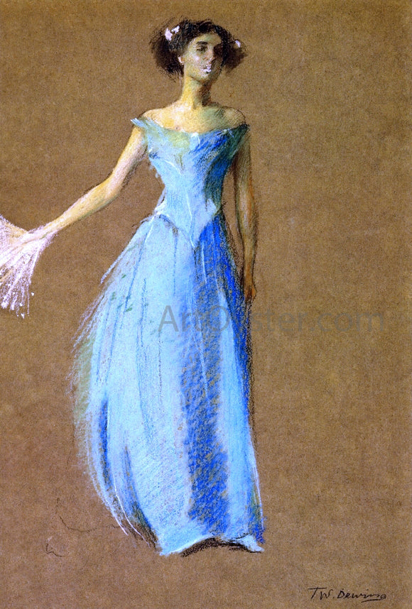  Thomas Wilmer Dewing Lady in Blue, Portrait of Annie Lazarus - Art Print