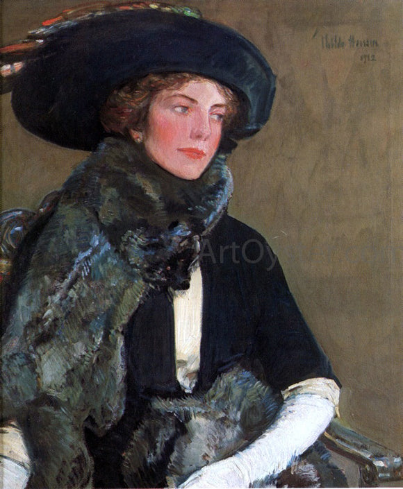  Frederick Childe Hassam Lady in Furs (also known as Mrs. Charles A. Searles) - Art Print