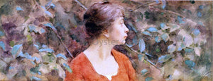  Theodore Robinson Lady in Red - Art Print