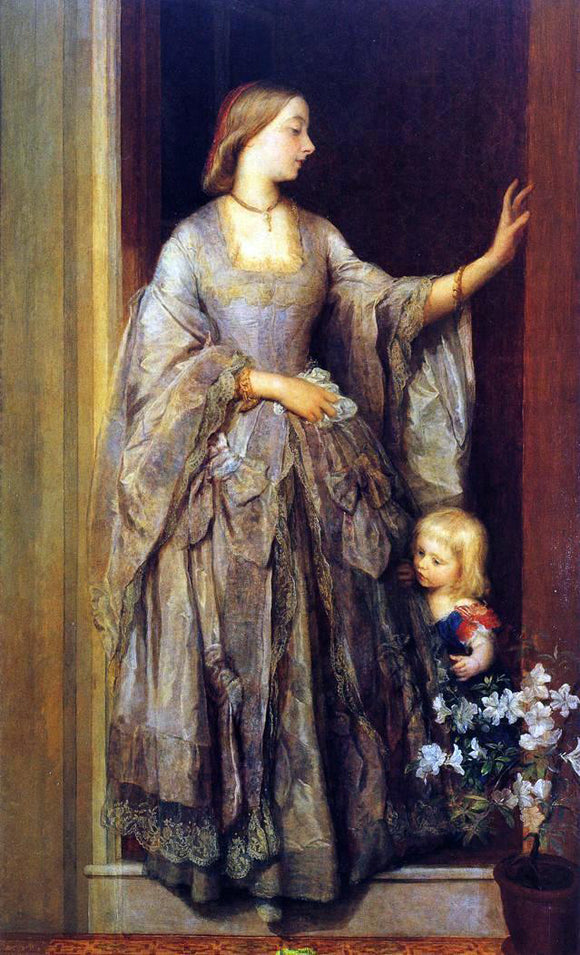  George Frederic Watts Lady Margaret Beaumont and her Daughter - Art Print