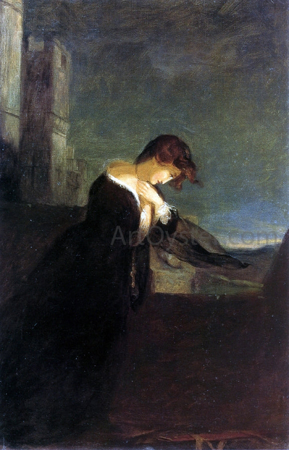  Thomas Sully Lady on the Battlements of a Castle - Art Print