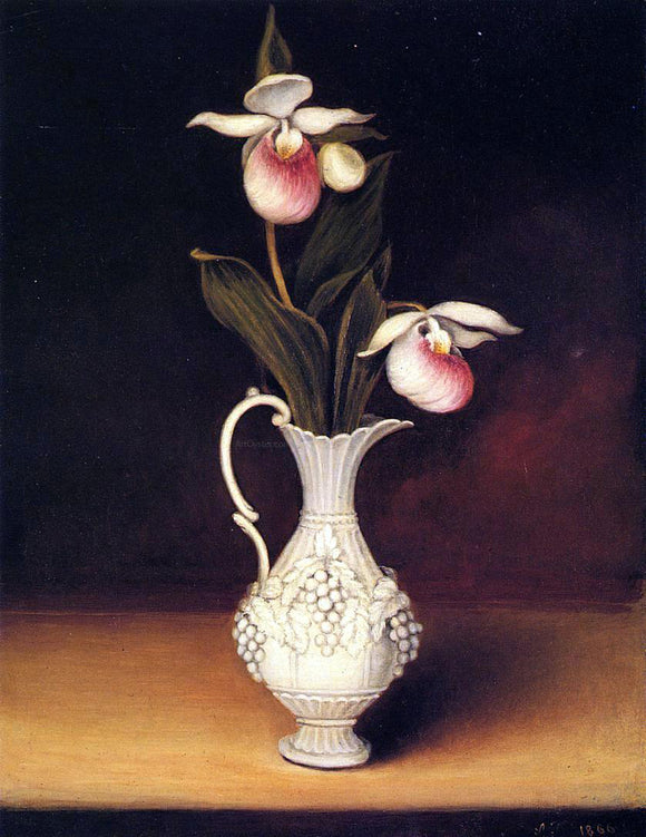  Anna Claypoole Peale Lady Slippers in a Parian Vase - Art Print