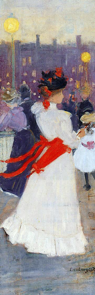  Maurice Prendergast Lady with a Red Sash - Art Print