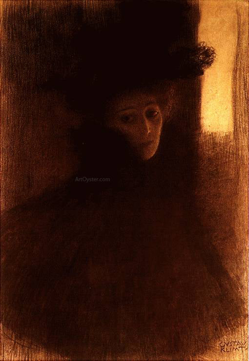  Gustav Klimt Lady with Cape and Hat - Art Print