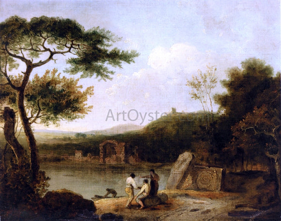  Richard R A Lake Avernus with Figures in the Foreground and the Temple of Apollo Beyond - Art Print