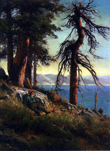  Thomas Hill Lake Tahoe (also known as A Man with an Oar Sitting on a Bluff) - Art Print