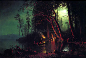  Albert Bierstadt Lake Tahoe, Spearing Fish by Torchlight - Art Print
