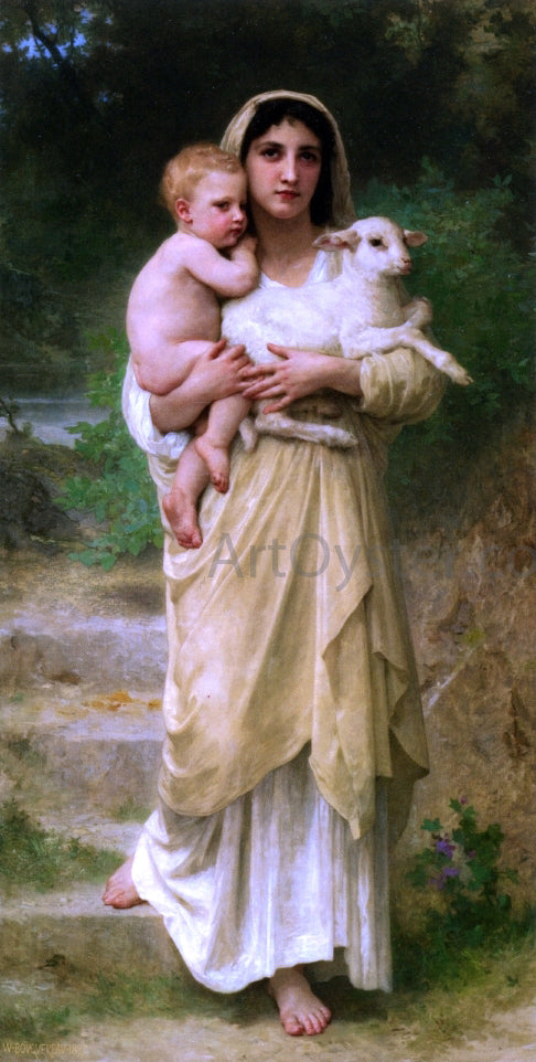  William Adolphe Bouguereau Lambs - Art Print