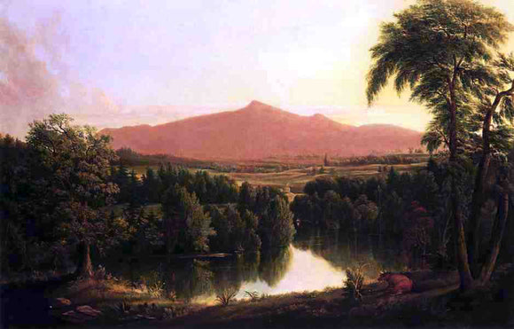  Jesse Talbot Landscape by a River with Mountains in the Distance - Art Print