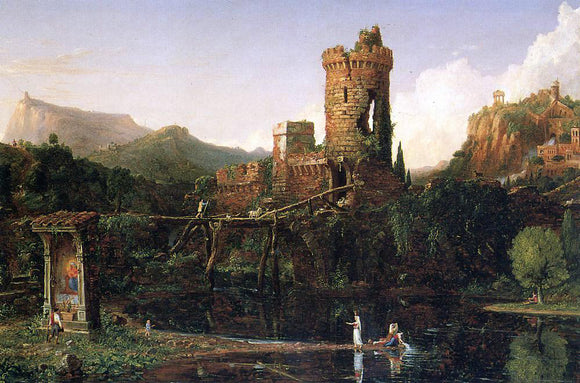  Jean-Baptiste-Camille Corot Landscape Composition: Italian Scenery - Art Print
