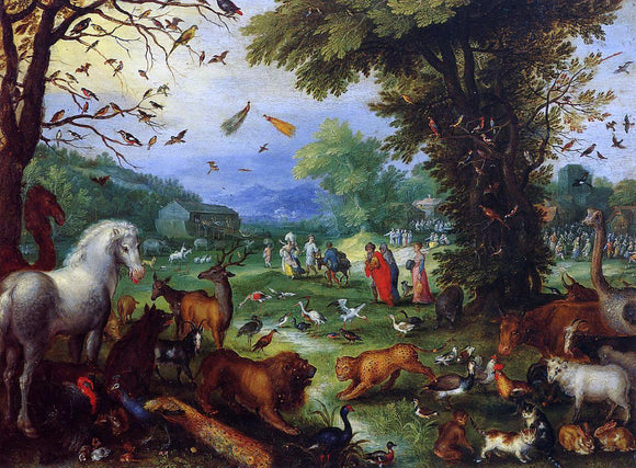  The Elder Jan Bruegel Landscape of Paradise and the Loading of the Animals in Noah's Ark - Art Print