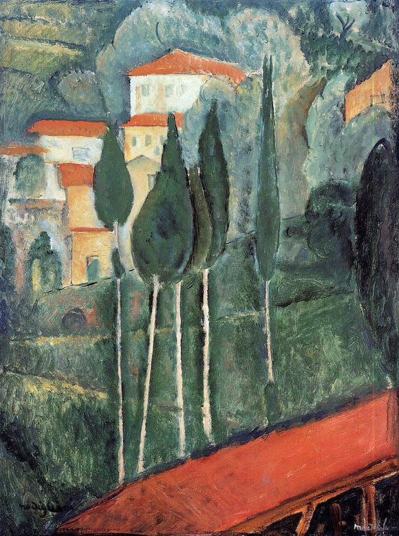  Amedeo Modigliani Landscape, Southern France - Art Print