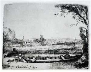  Rembrandt Van Rijn The Landscape with a Canal and Large Boat - Art Print